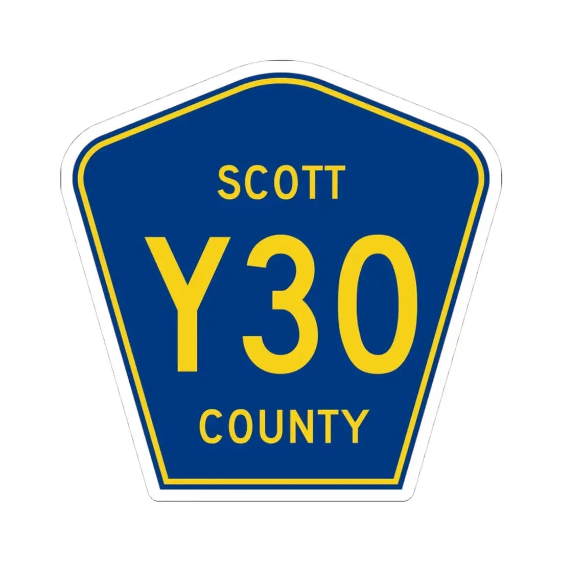 Scott County Route Y30 IA (Iowa) (Road Sign) STICKER Vinyl Kiss-Cut Decal 4 Inch White - The Sticker Space