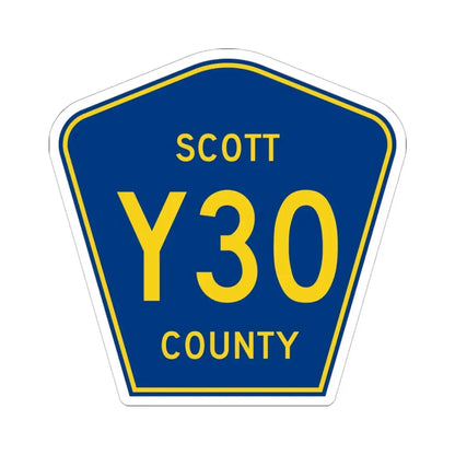 Scott County Route Y30 IA (Iowa) (Road Sign) STICKER Vinyl Kiss-Cut Decal 6 Inch White - The Sticker Space