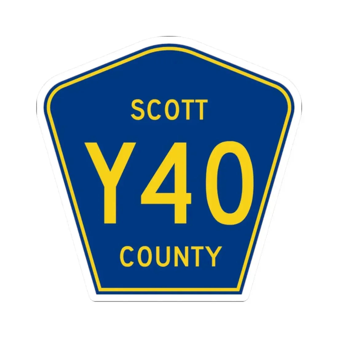 Scott County Route Y40 IA (Iowa) (Road Sign) STICKER Vinyl Kiss-Cut Decal 2 Inch White - The Sticker Space