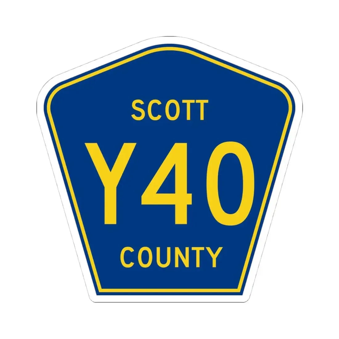 Scott County Route Y40 IA (Iowa) (Road Sign) STICKER Vinyl Kiss-Cut Decal 4 Inch White - The Sticker Space