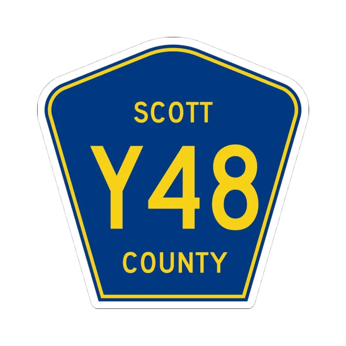 Scott County Route Y48 IA (Iowa) (Road Sign) STICKER Vinyl Kiss-Cut Decal 4 Inch White - The Sticker Space
