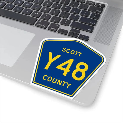 Scott County Route Y48 IA (Iowa) (Road Sign) STICKER Vinyl Kiss-Cut Decal - The Sticker Space