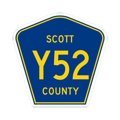 Scott County Route Y52 IA (Iowa) (Road Sign) STICKER Vinyl Kiss-Cut Decal 3 Inch White - The Sticker Space