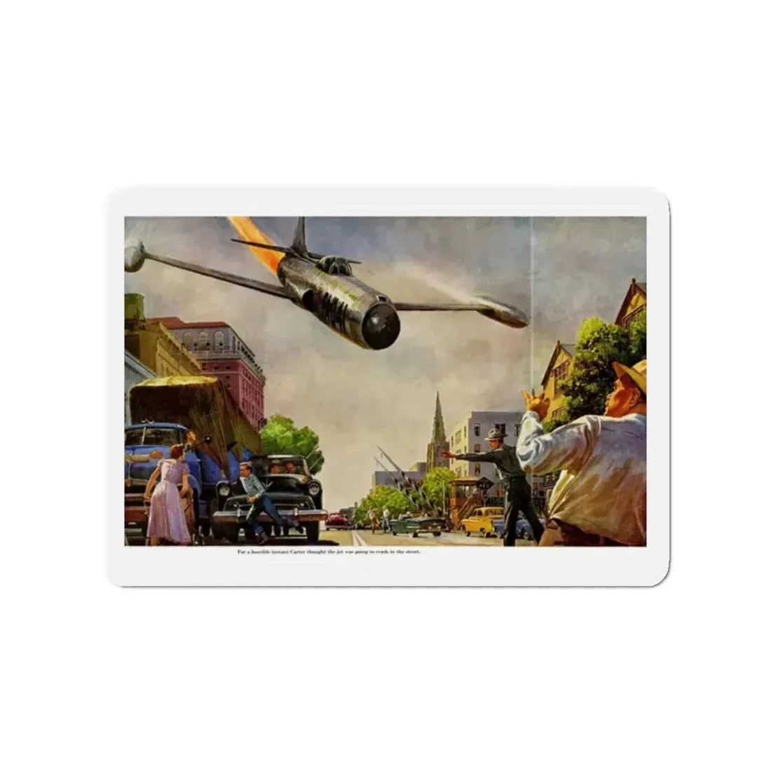 Scramble Nighthawk!, 1955 (Magazine Illustration) Refrigerator Magnet 2 Inch Die-Cut - The Sticker Space