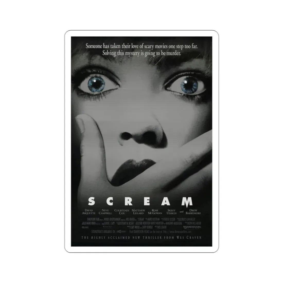 Scream 1996 Movie Poster STICKER Vinyl Die-Cut Decal 3 Inch - The Sticker Space