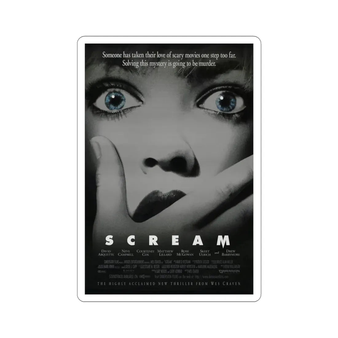 Scream 1996 Movie Poster STICKER Vinyl Die-Cut Decal 4 Inch - The Sticker Space