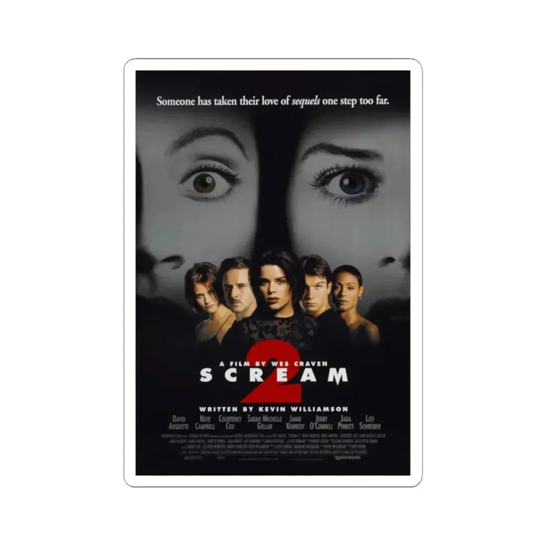 Scream 2 1997 Movie Poster - STICKER Vinyl Kiss-Cut Decal 2 Inch White - The Sticker Space