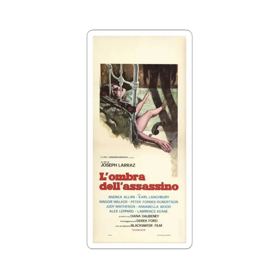 SCREAM AND DIE 1974 Movie Poster - STICKER Vinyl Kiss-Cut Decal 6 Inch White - The Sticker Space