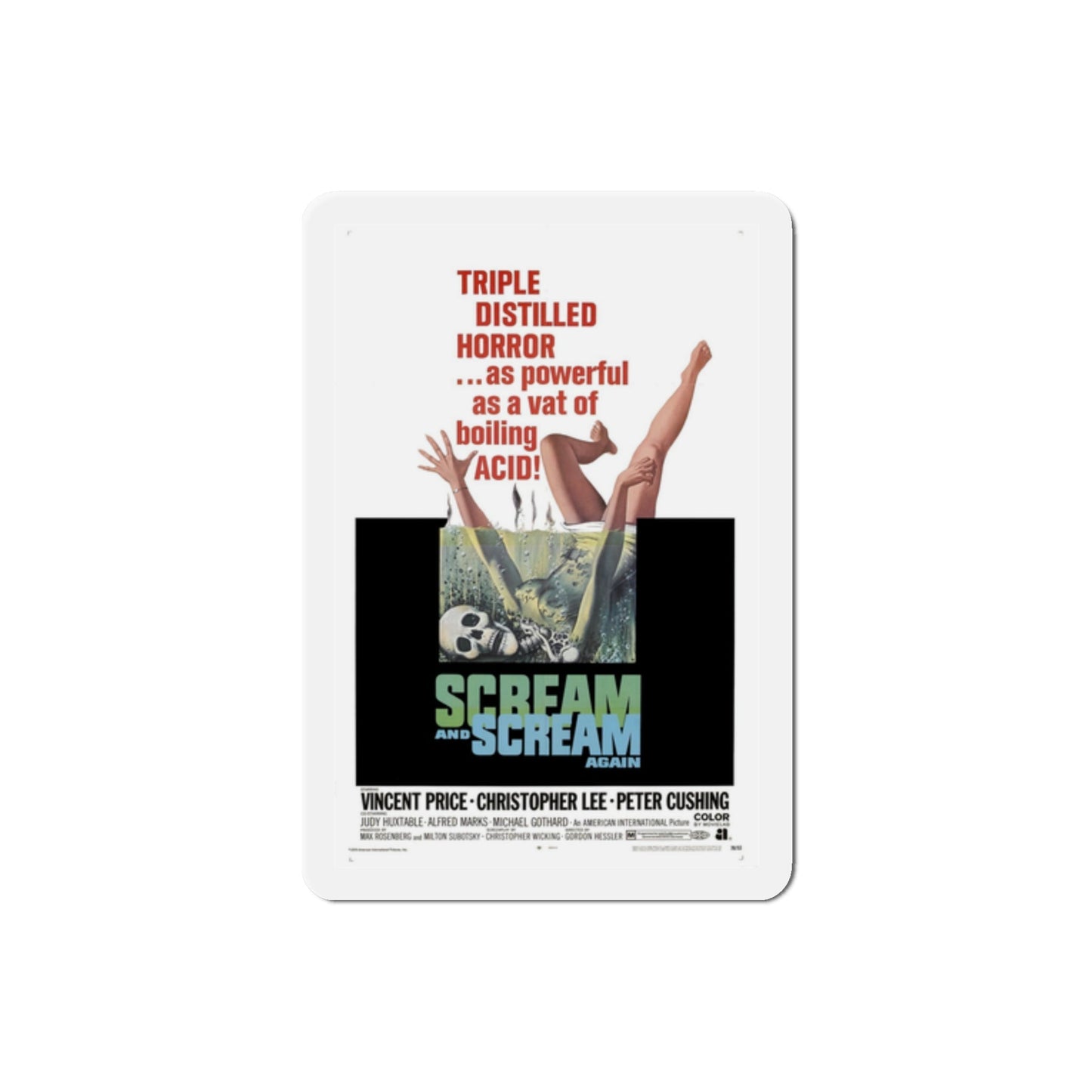 Scream and Scream Again 1969 Movie Poster Die-Cut Magnet-2 Inch-The Sticker Space