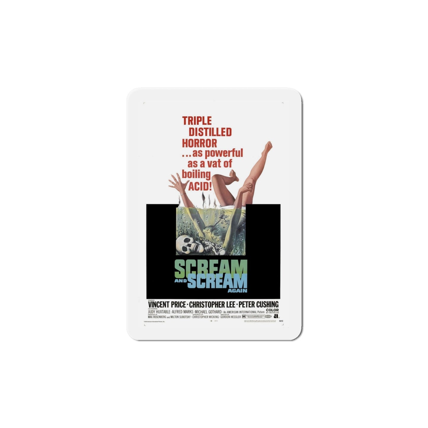 Scream and Scream Again 1969 Movie Poster Die-Cut Magnet-6 Inch-The Sticker Space