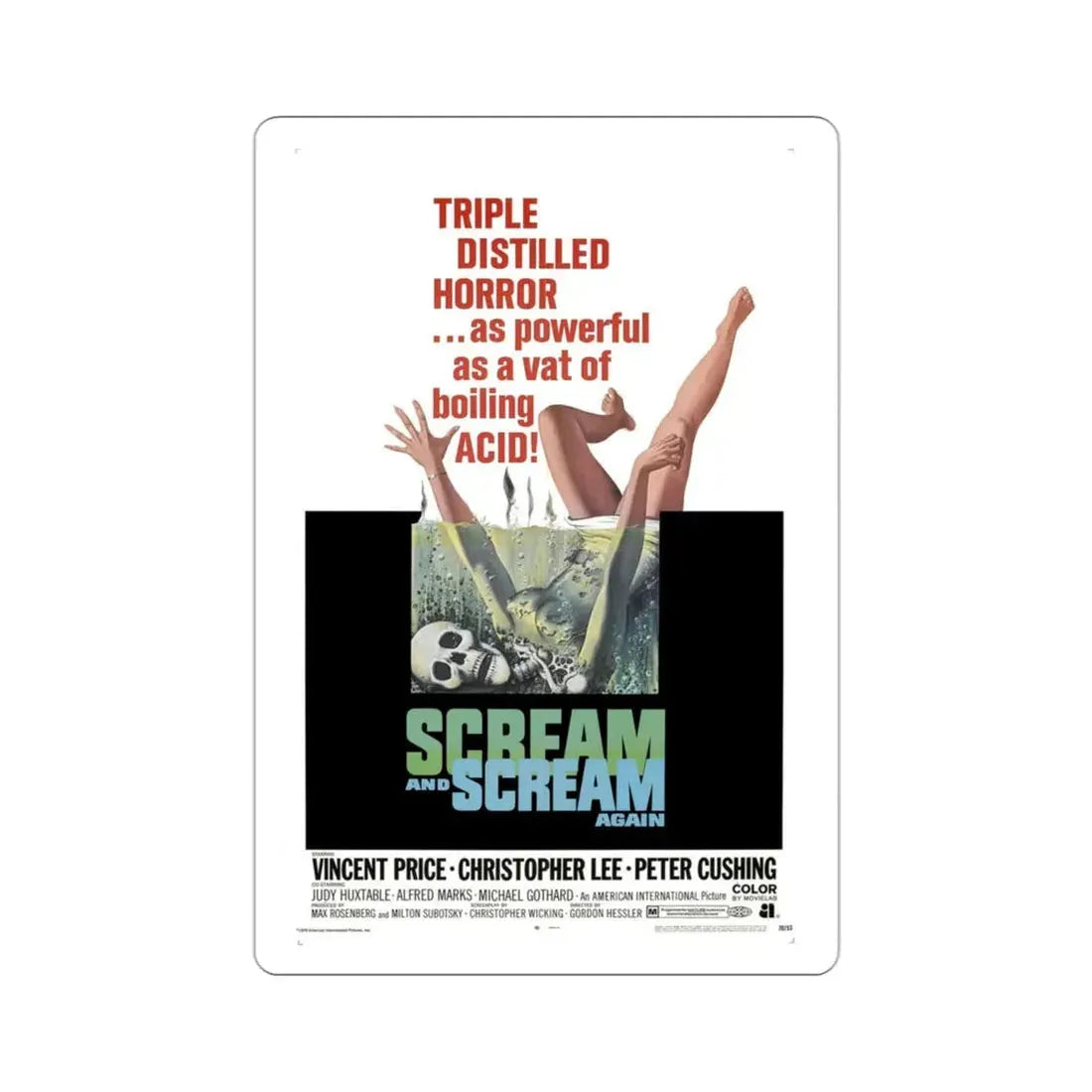 Scream and Scream Again 1969 Movie Poster STICKER Vinyl Die-Cut Decal 3 Inch - The Sticker Space
