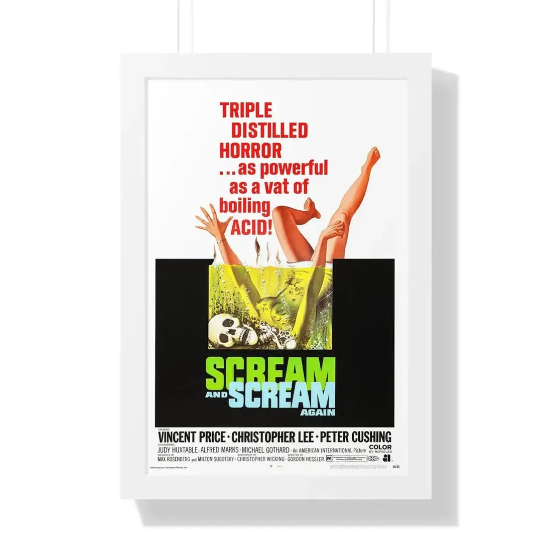 SCREAM AND SCREAM AGAIN 1970 - Framed Movie Poster 16″ x 24″ White - The Sticker Space