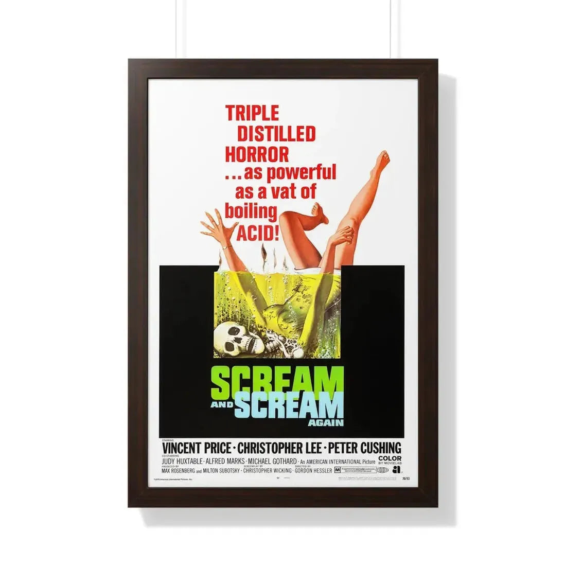 SCREAM AND SCREAM AGAIN 1970 - Framed Movie Poster 20" x 30" Walnut - The Sticker Space
