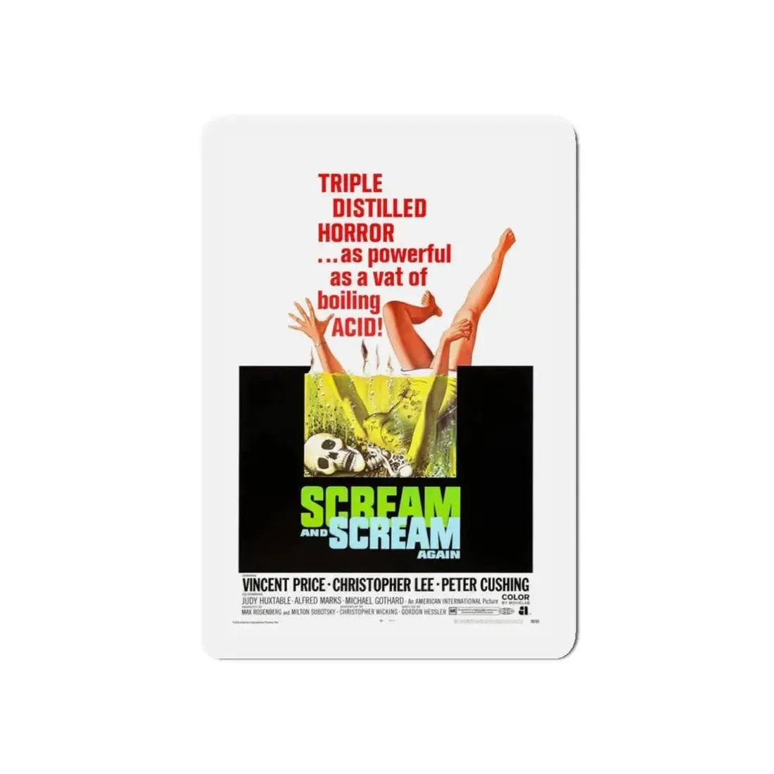 SCREAM AND SCREAM AGAIN 1970 Movie Poster - Refrigerator Magnet 3 Inch Die-Cut - The Sticker Space