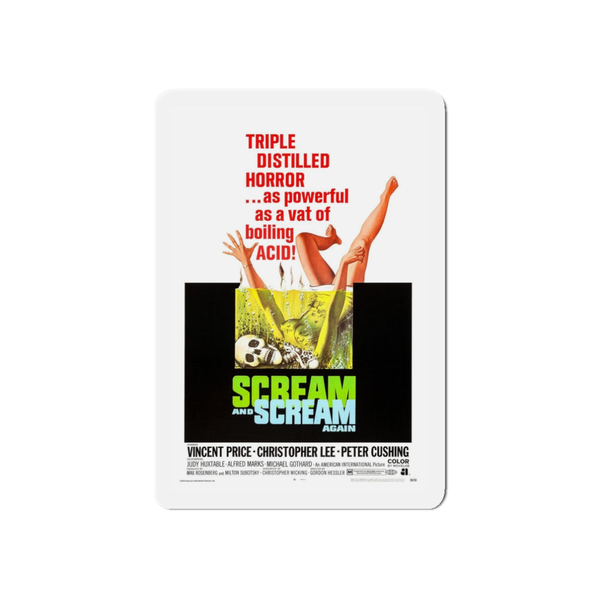 SCREAM AND SCREAM AGAIN 1970 Movie Poster - Refrigerator Magnet-3" x 3"-The Sticker Space