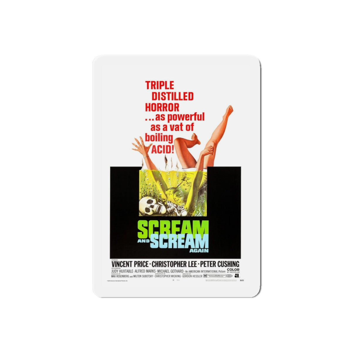 SCREAM AND SCREAM AGAIN 1970 Movie Poster - Refrigerator Magnet-4" x 4"-The Sticker Space