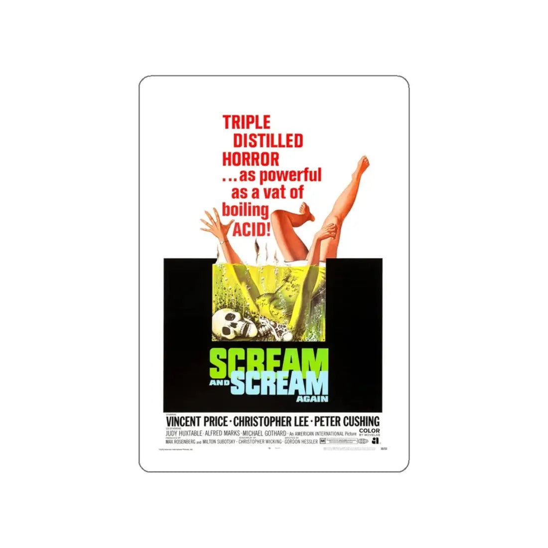 SCREAM AND SCREAM AGAIN 1970 Movie Poster STICKER Vinyl Die-Cut Decal 6 Inch - The Sticker Space