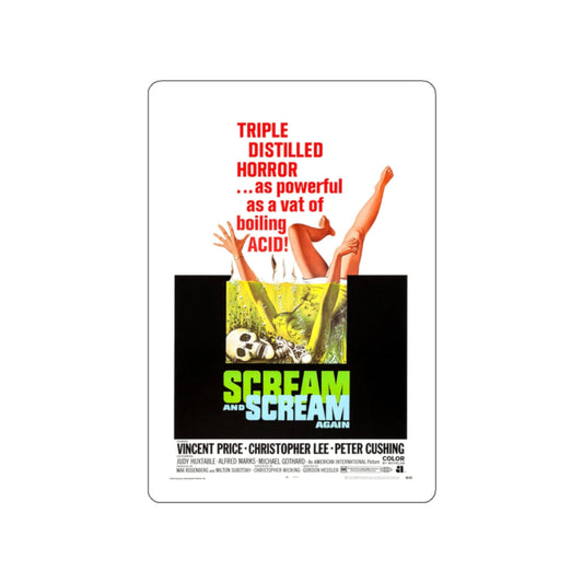 SCREAM AND SCREAM AGAIN 1970 Movie Poster STICKER Vinyl Die-Cut Decal-White-The Sticker Space