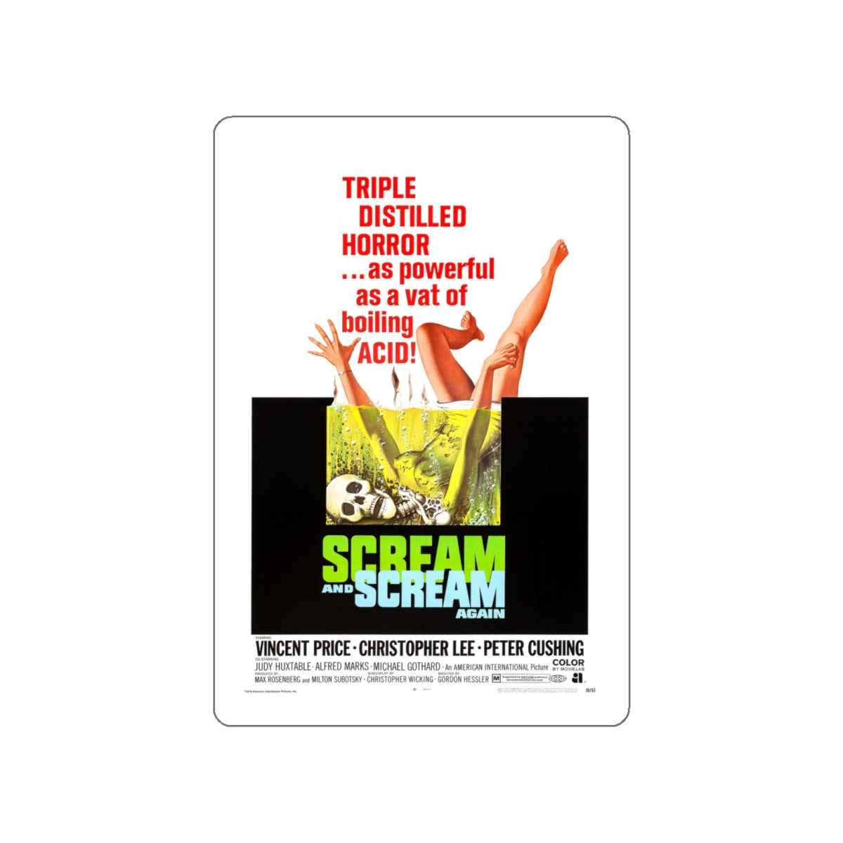 SCREAM AND SCREAM AGAIN 1970 Movie Poster STICKER Vinyl Die-Cut Decal-White-The Sticker Space