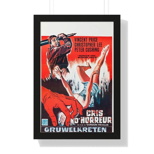 SCREAM AND SCREAM AGAIN (BELGIAN) 1970 - Framed Movie Poster 16″ x 24″ Black - The Sticker Space