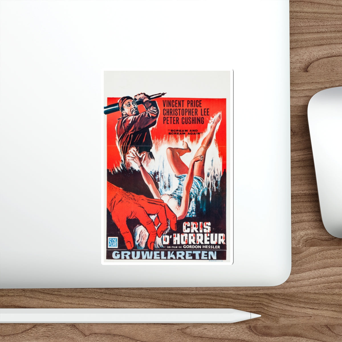 SCREAM AND SCREAM AGAIN (BELGIAN) 1970 Movie Poster STICKER Vinyl Die-Cut Decal-The Sticker Space