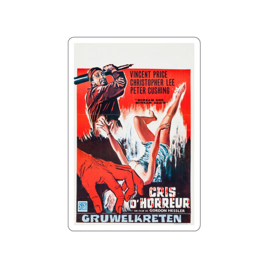 SCREAM AND SCREAM AGAIN (BELGIAN) 1970 Movie Poster STICKER Vinyl Die-Cut Decal-White-The Sticker Space