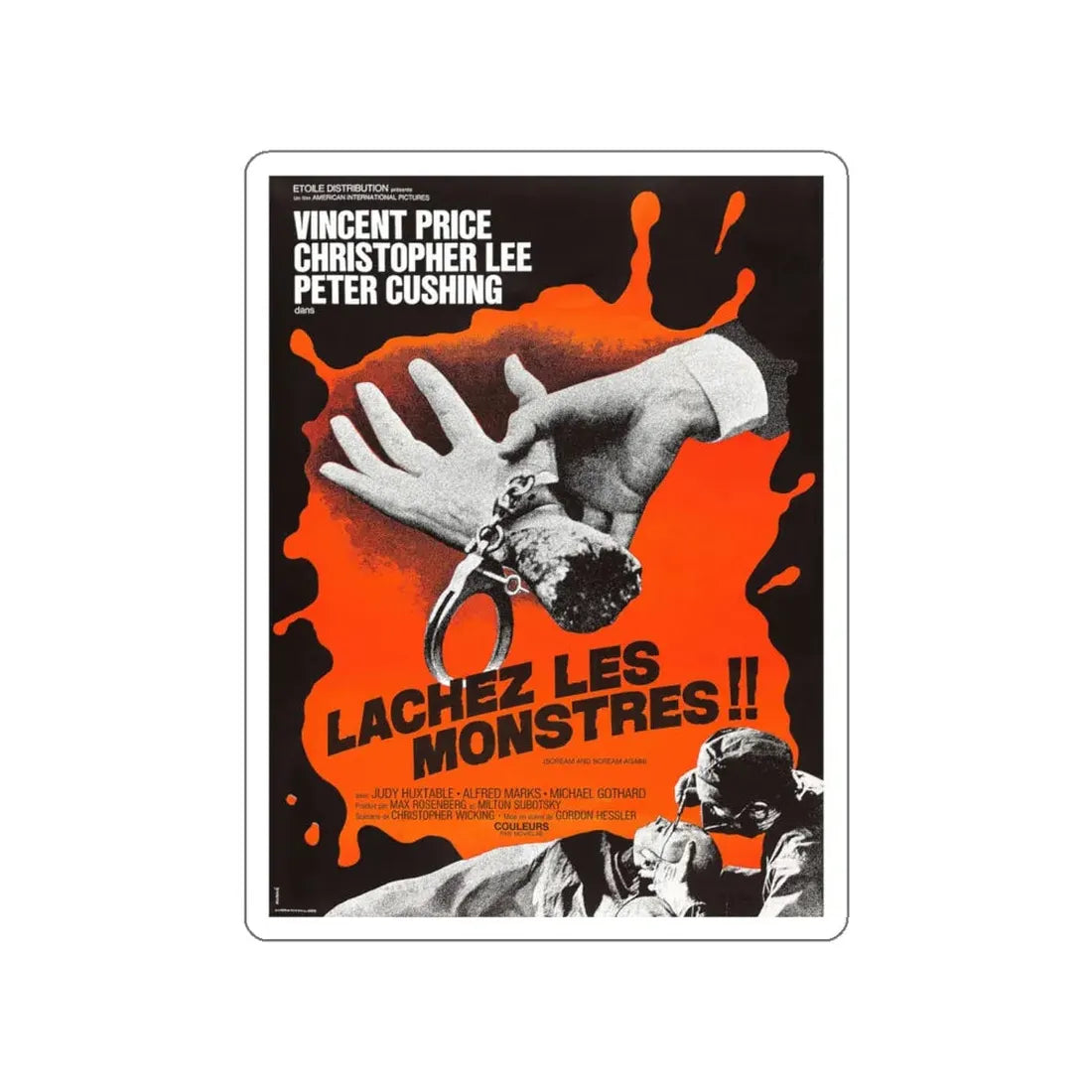 SCREAM AND SCREAM AGAIN (FRENCH) 1970 Movie Poster STICKER Vinyl Die-Cut Decal 6 Inch - The Sticker Space