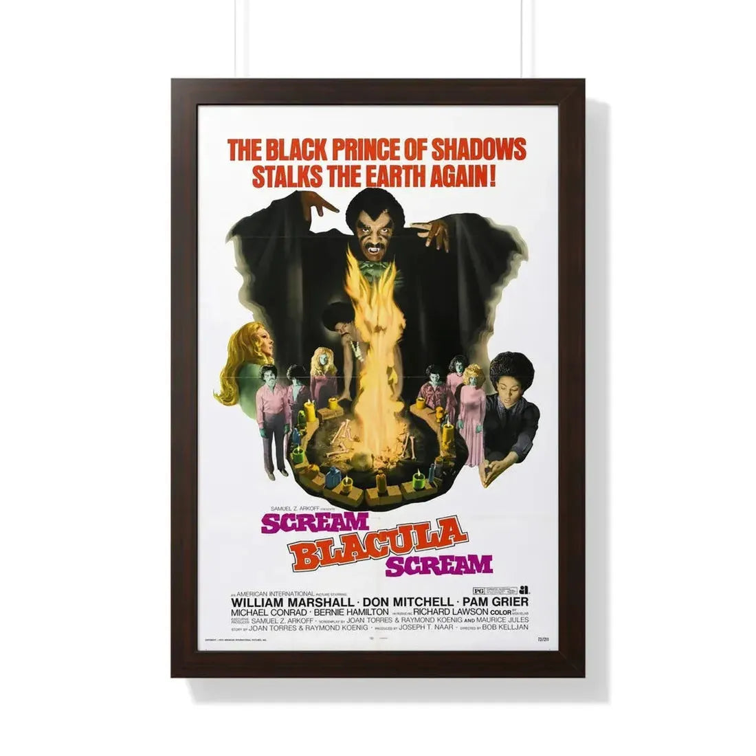 SCREAM BLACULA SCREAM 1973 - Framed Movie Poster 20" x 30" Walnut - The Sticker Space