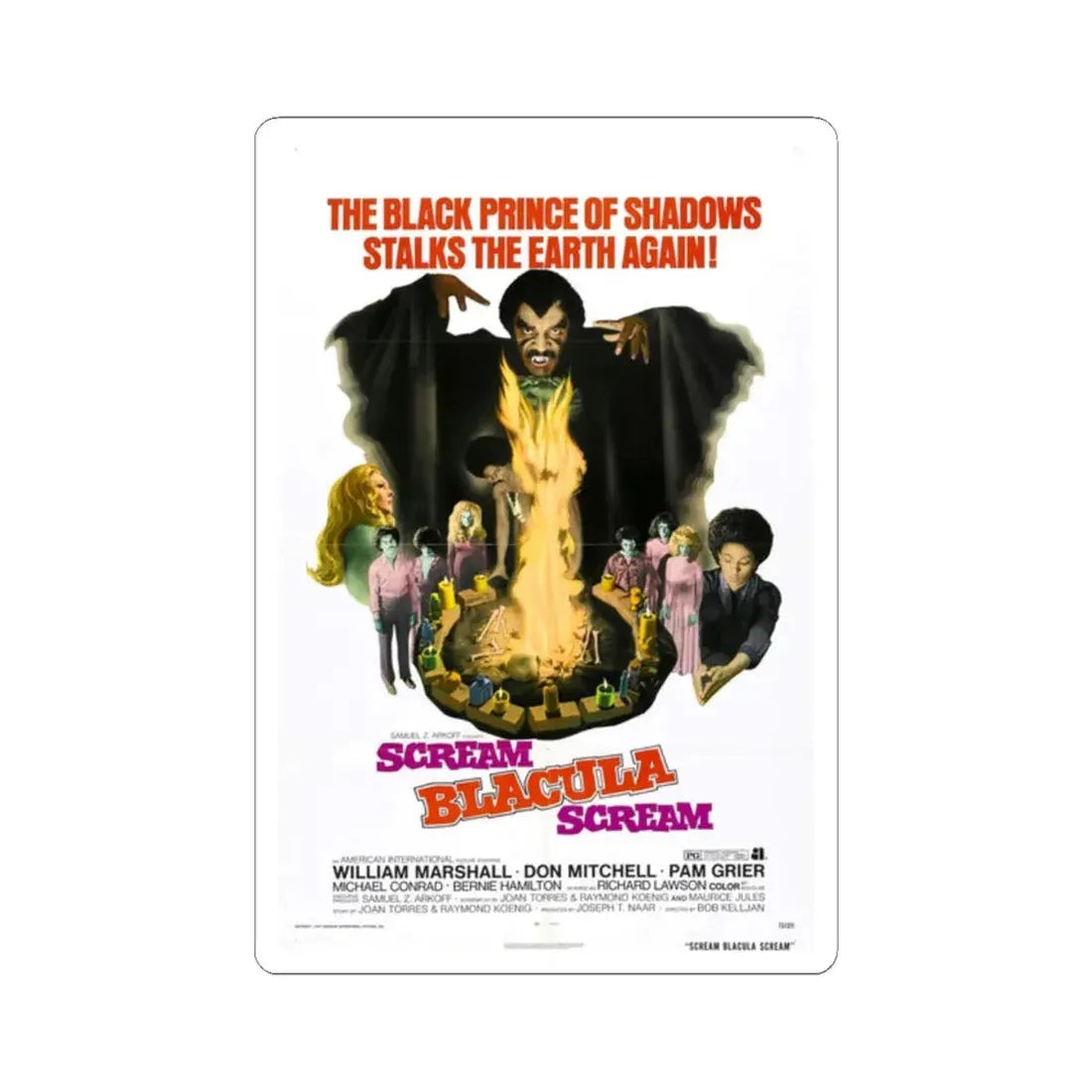 SCREAM BLACULA SCREAM 1973 Movie Poster - STICKER Vinyl Kiss-Cut Decal 2 Inch White - The Sticker Space