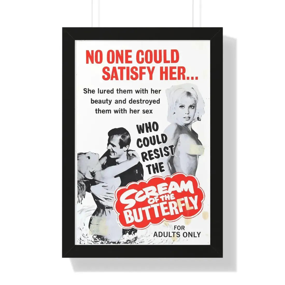 SCREAM OF THE BUTTERFLY 1965 - Framed Movie Poster 16″ x 24″ Black - The Sticker Space