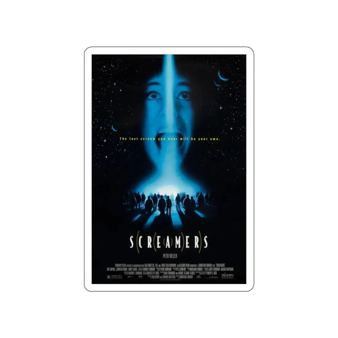 SCREAMERS 1995 Movie Poster STICKER Vinyl Die-Cut Decal 2 Inch - The Sticker Space