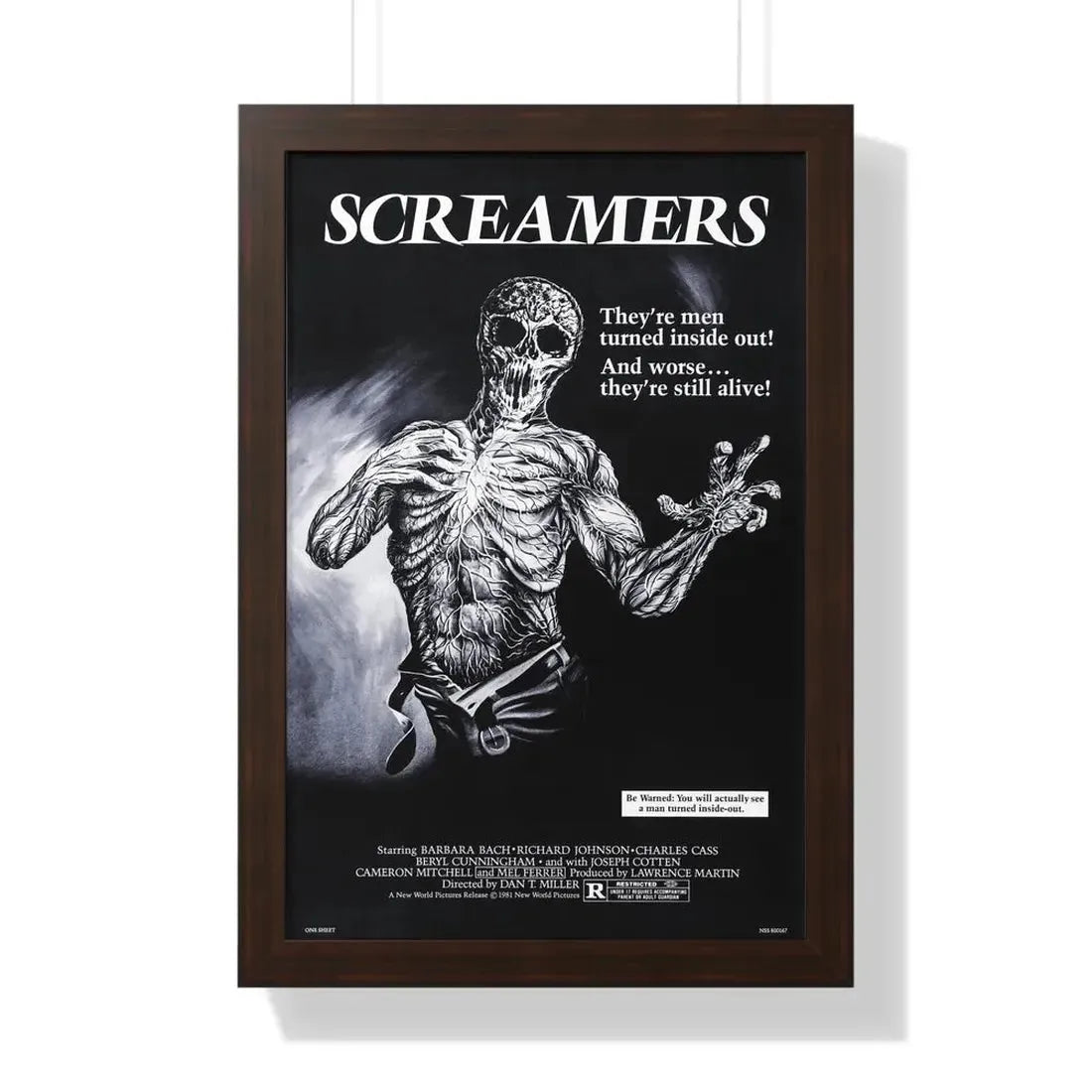 SCREAMERS (ISLAND OF THE FISHMEN) 1979 - Framed Movie Poster 16″ x 24″ Walnut - The Sticker Space