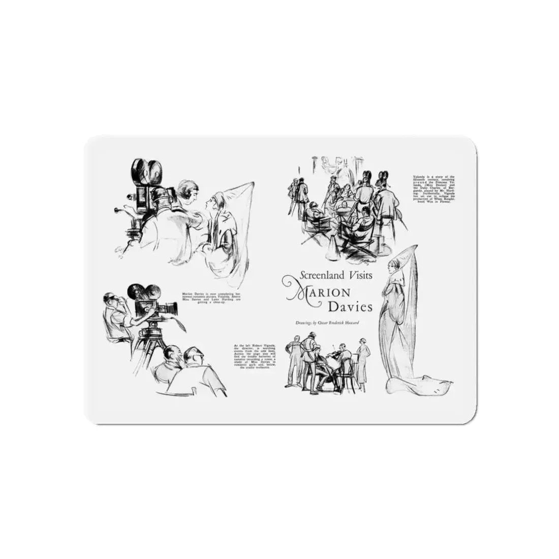 Screenland Visits Marion Davis, Screenland, November 1923 (Magazine Illustration) Refrigerator Magnet 3 Inch Die-Cut - The Sticker Space