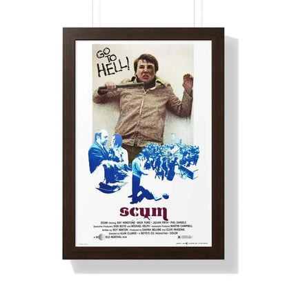 SCUM 1979 - Framed Movie Poster 16″ x 24″ Walnut - The Sticker Space