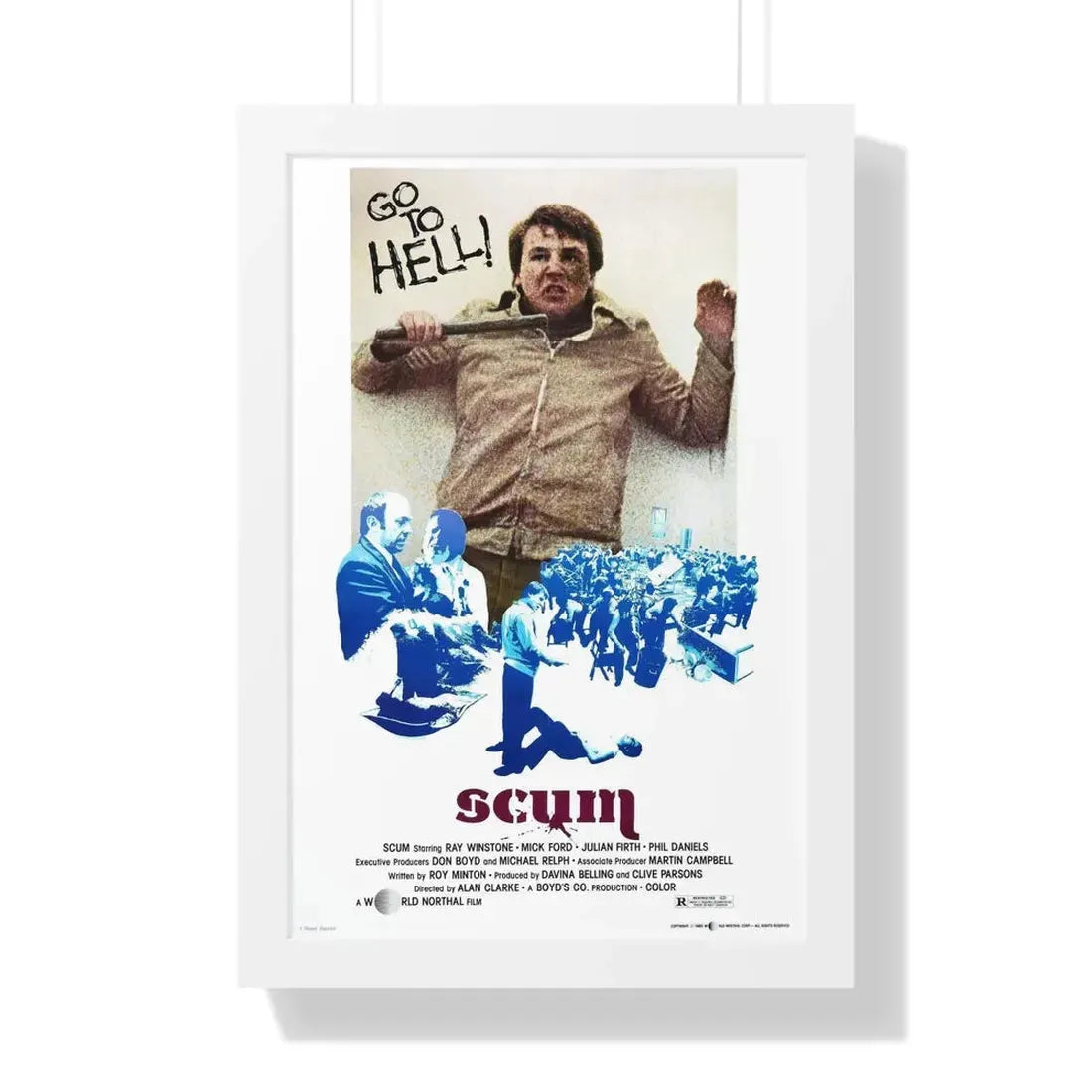 SCUM 1979 - Framed Movie Poster 16″ x 24″ White - The Sticker Space