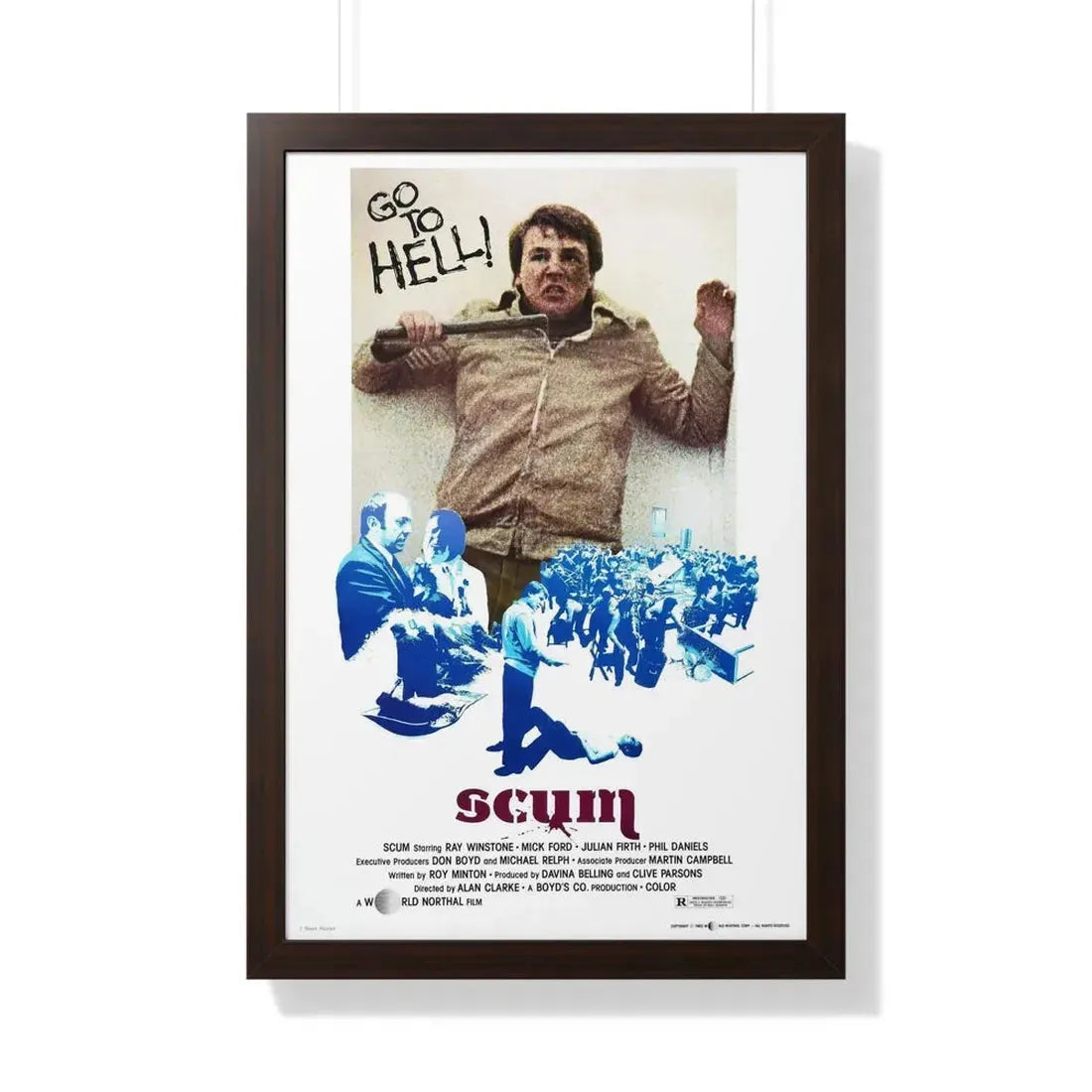 SCUM 1979 - Framed Movie Poster 20" x 30" Walnut - The Sticker Space