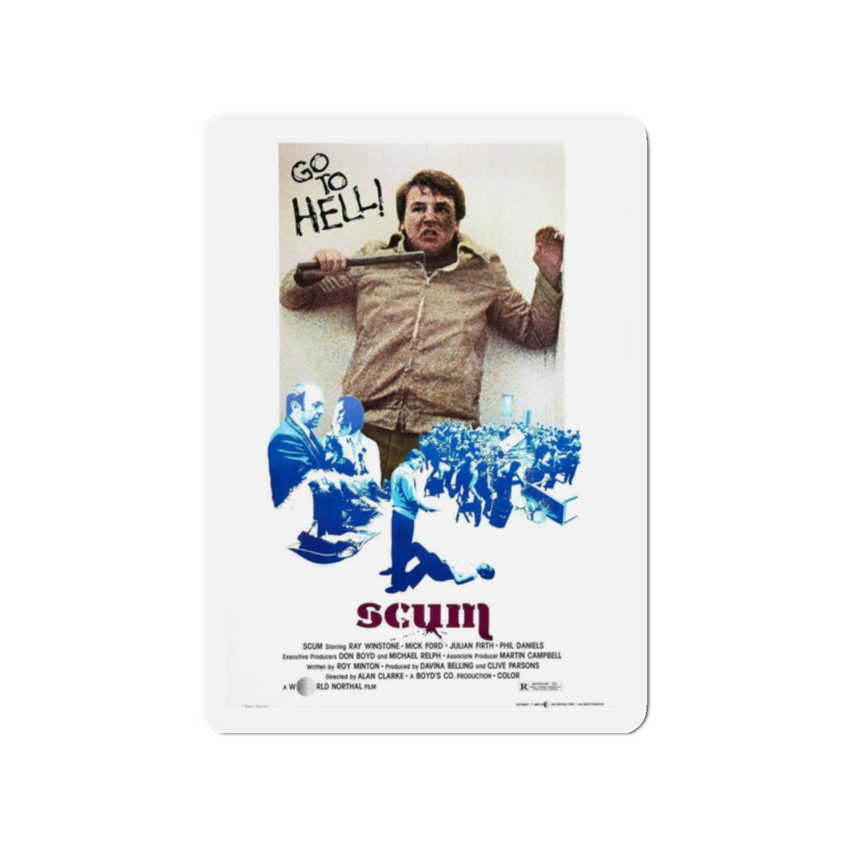 SCUM 1979 Movie Poster - Refrigerator Magnet-2" x 2"-The Sticker Space