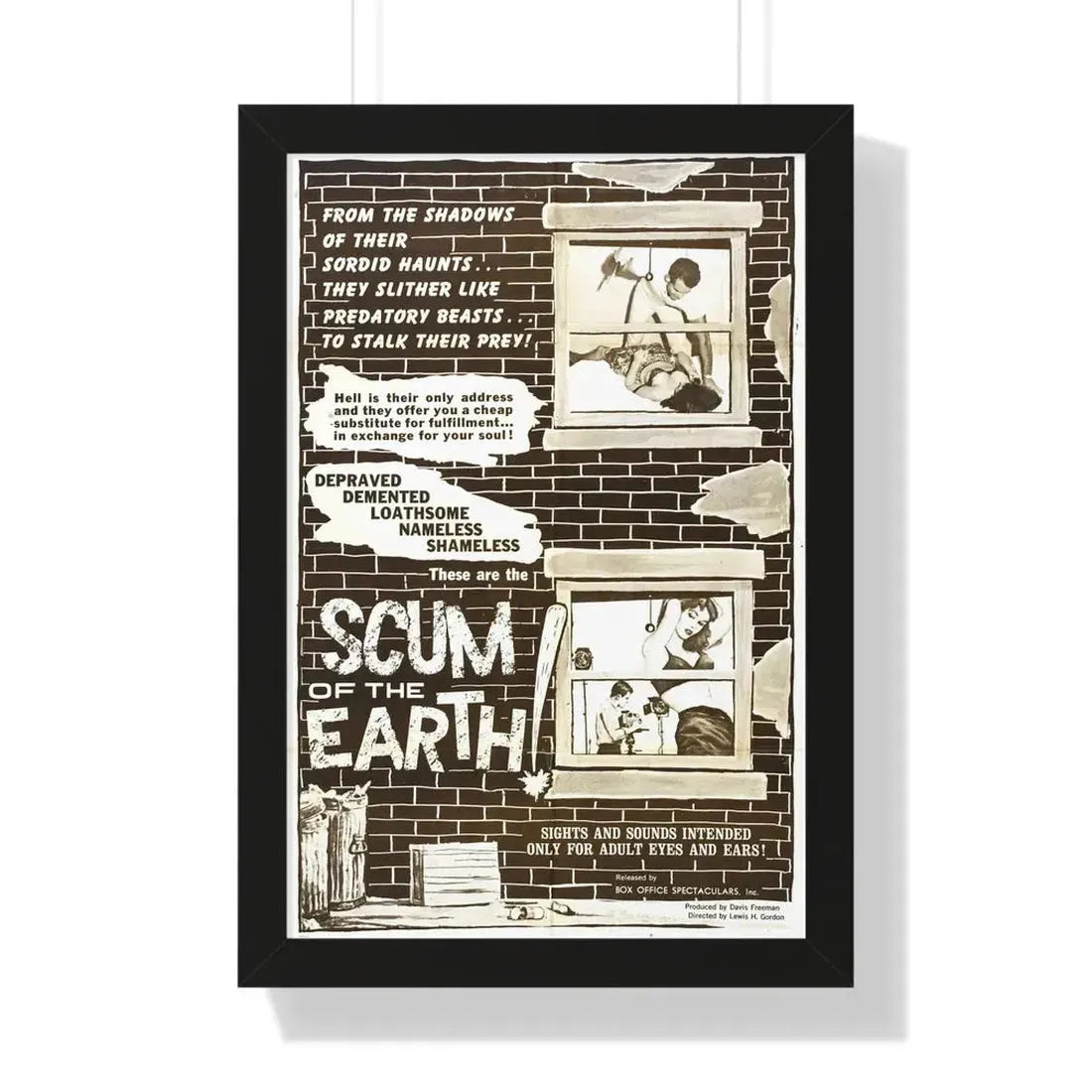 SCUM OF THE EARTH 1963 - Framed Movie Poster 16″ x 24″ Black - The Sticker Space