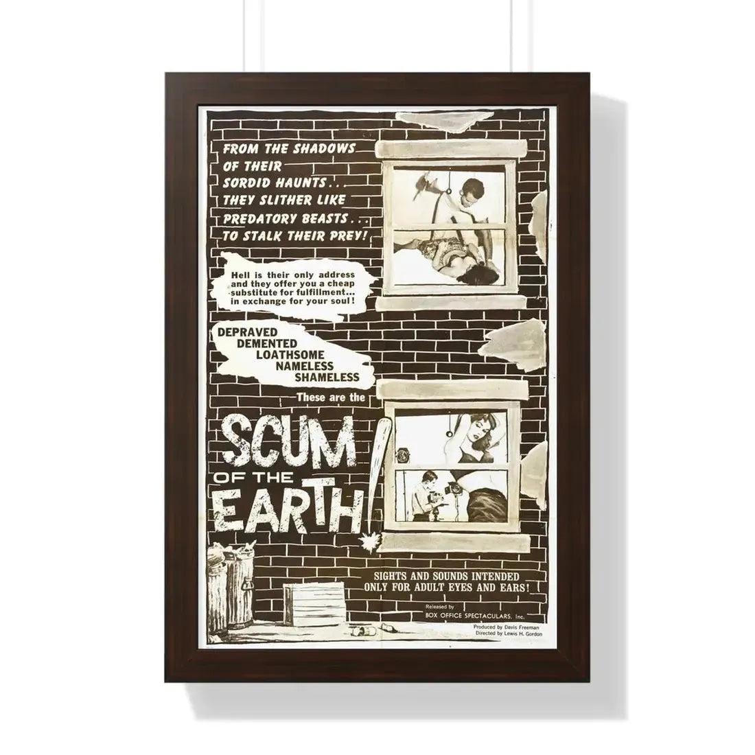 SCUM OF THE EARTH 1963 - Framed Movie Poster 16″ x 24″ Walnut - The Sticker Space
