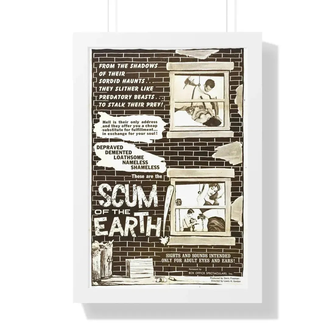 SCUM OF THE EARTH 1963 - Framed Movie Poster 16″ x 24″ White - The Sticker Space