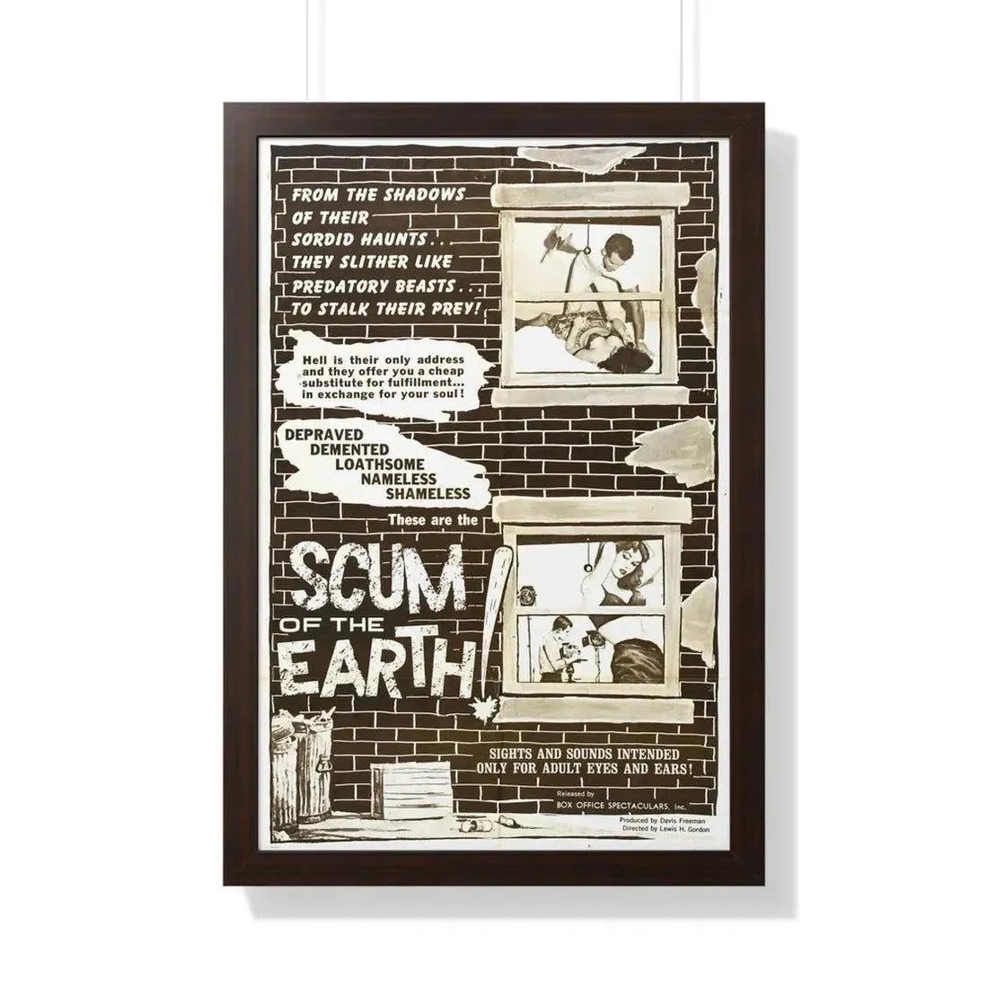 SCUM OF THE EARTH 1963 - Framed Movie Poster 20" x 30" Walnut - The Sticker Space