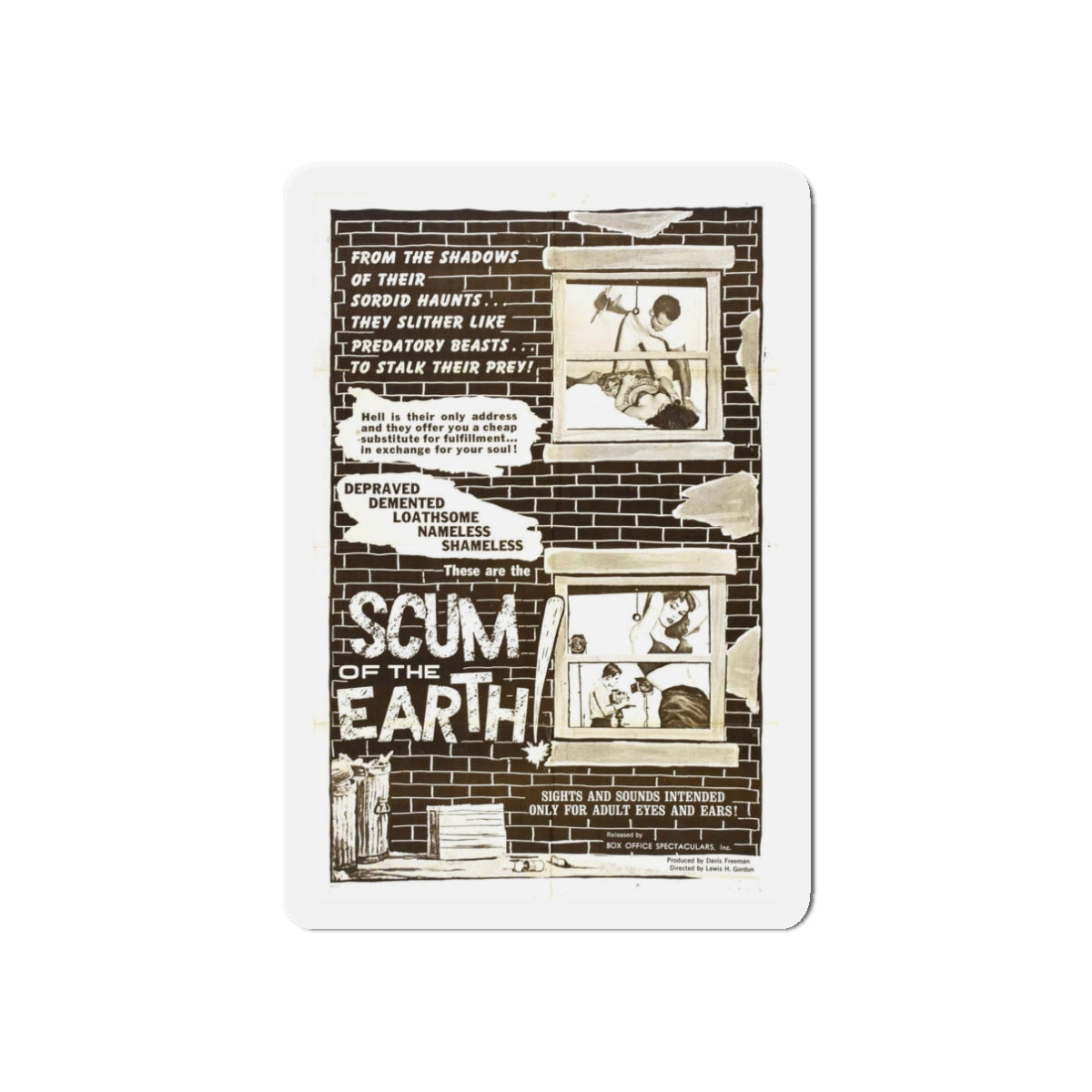 SCUM OF THE EARTH 1963 Movie Poster - Refrigerator Magnet-3" x 3"-The Sticker Space