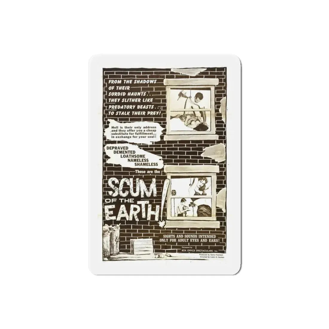 SCUM OF THE EARTH 1963 Movie Poster - Refrigerator Magnet 6 Inch Die-Cut - The Sticker Space