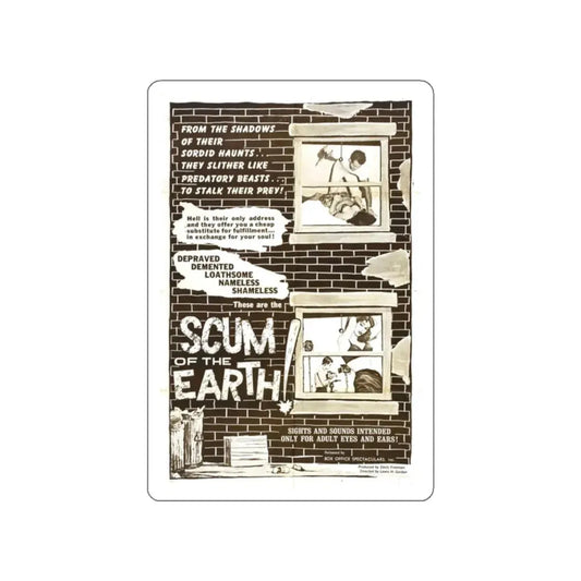 SCUM OF THE EARTH 1963 Movie Poster STICKER Vinyl Die-Cut Decal 2 Inch - The Sticker Space