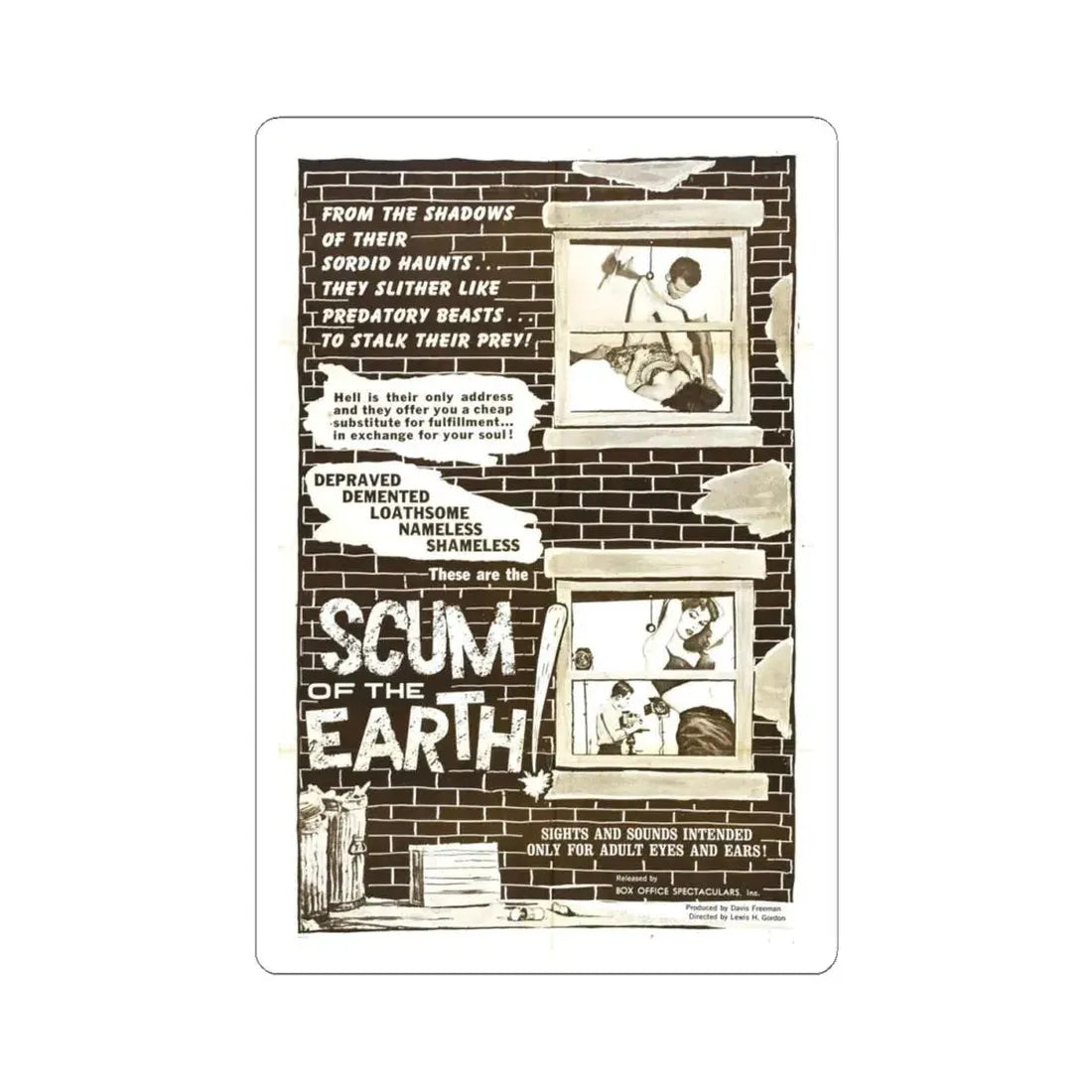 SCUM OF THE EARTH 1963 Movie Poster - STICKER Vinyl Kiss-Cut Decal 4 Inch White - The Sticker Space