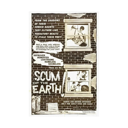 SCUM OF THE EARTH 1963 - Paper Movie Poster - The Sticker Space
