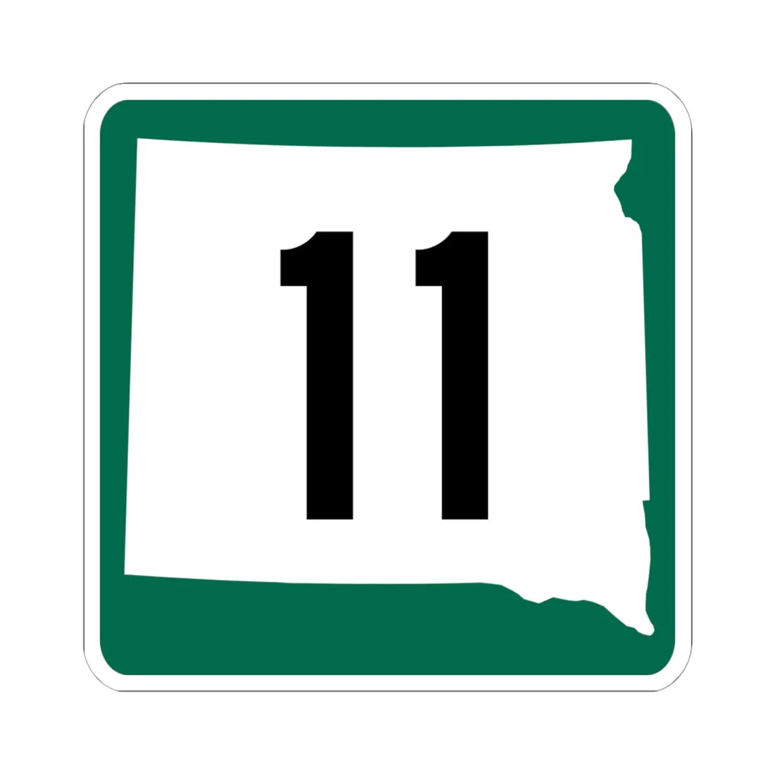 SD 11 (South Dakota) (Road Sign) STICKER Vinyl Kiss-Cut Decal 6 Inch White - The Sticker Space