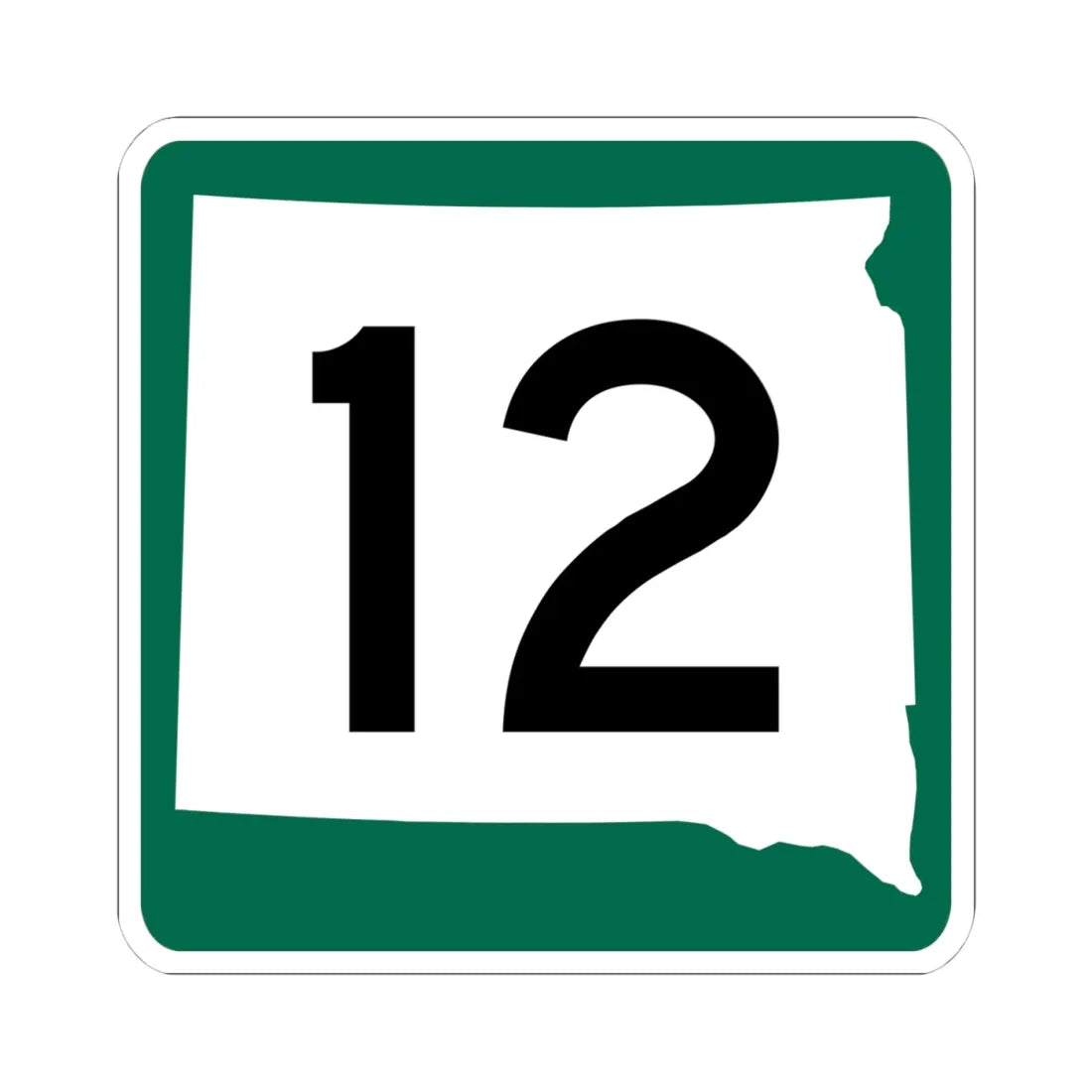 SD 12 (South Dakota) (Road Sign) STICKER Vinyl Kiss-Cut Decal 4 Inch White - The Sticker Space