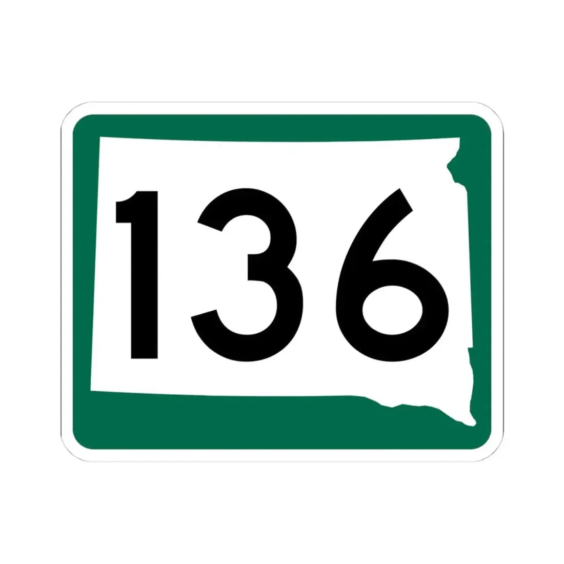 SD 136 (South Dakota) (Road Sign) STICKER Vinyl Kiss-Cut Decal 4 Inch White - The Sticker Space