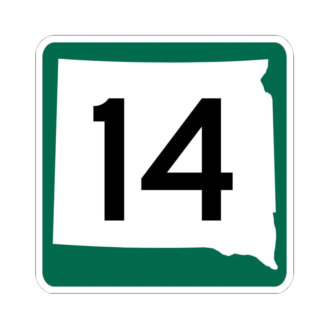 SD 14 (South Dakota) (Road Sign) STICKER Vinyl Kiss-Cut Decal 6 Inch White - The Sticker Space